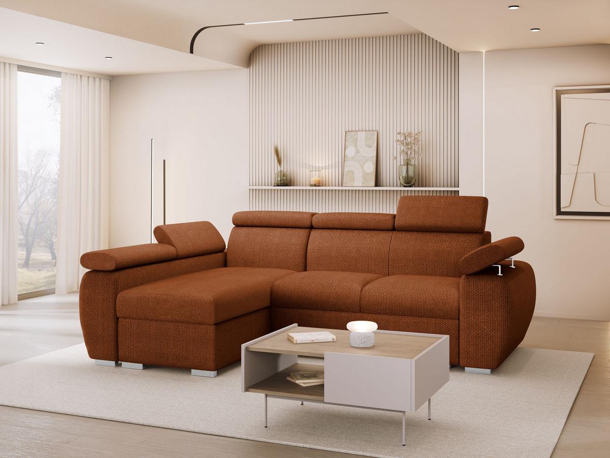ECKSOFA Boston Mini, Seite: Links - LC+2R - Chromfarben/Bronzefarben, Holz/Textil (255/170cm) - MIRJAN24