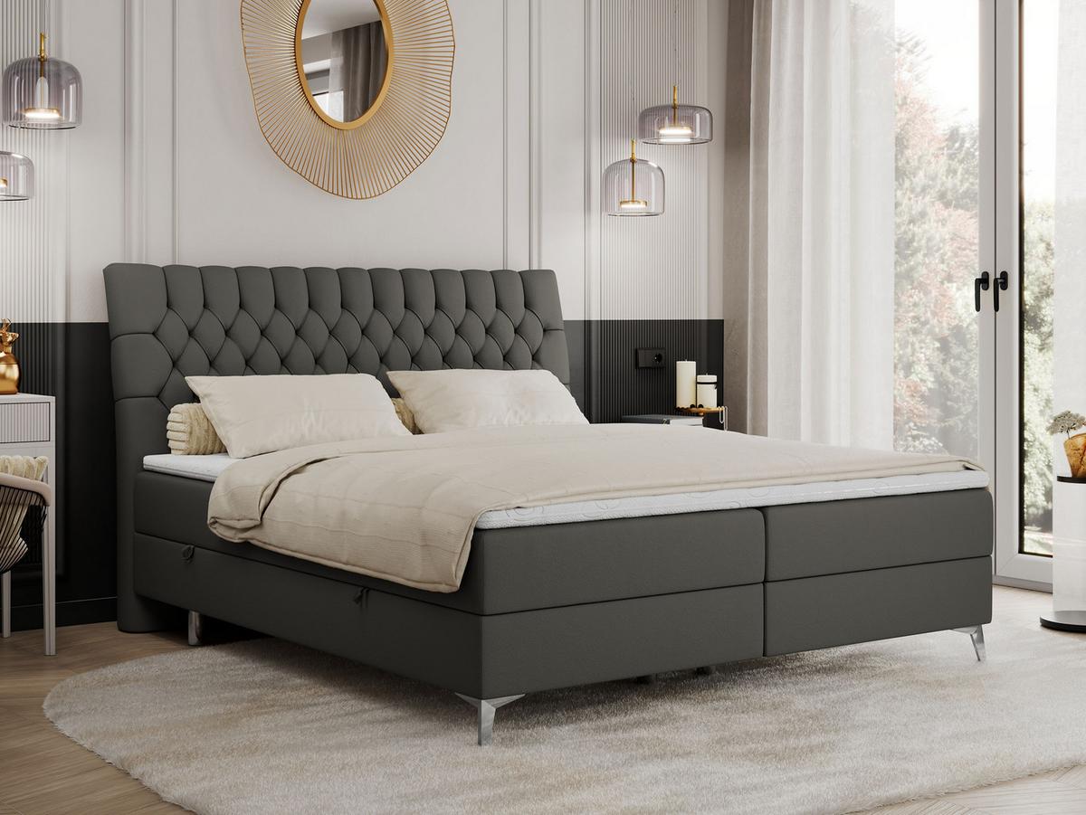 BOXBETT MILEN 120/200 Dunkelgrau Kunstleder - H3 - Dunkelgrau, Holz/Textil (120/200cm) - MKS