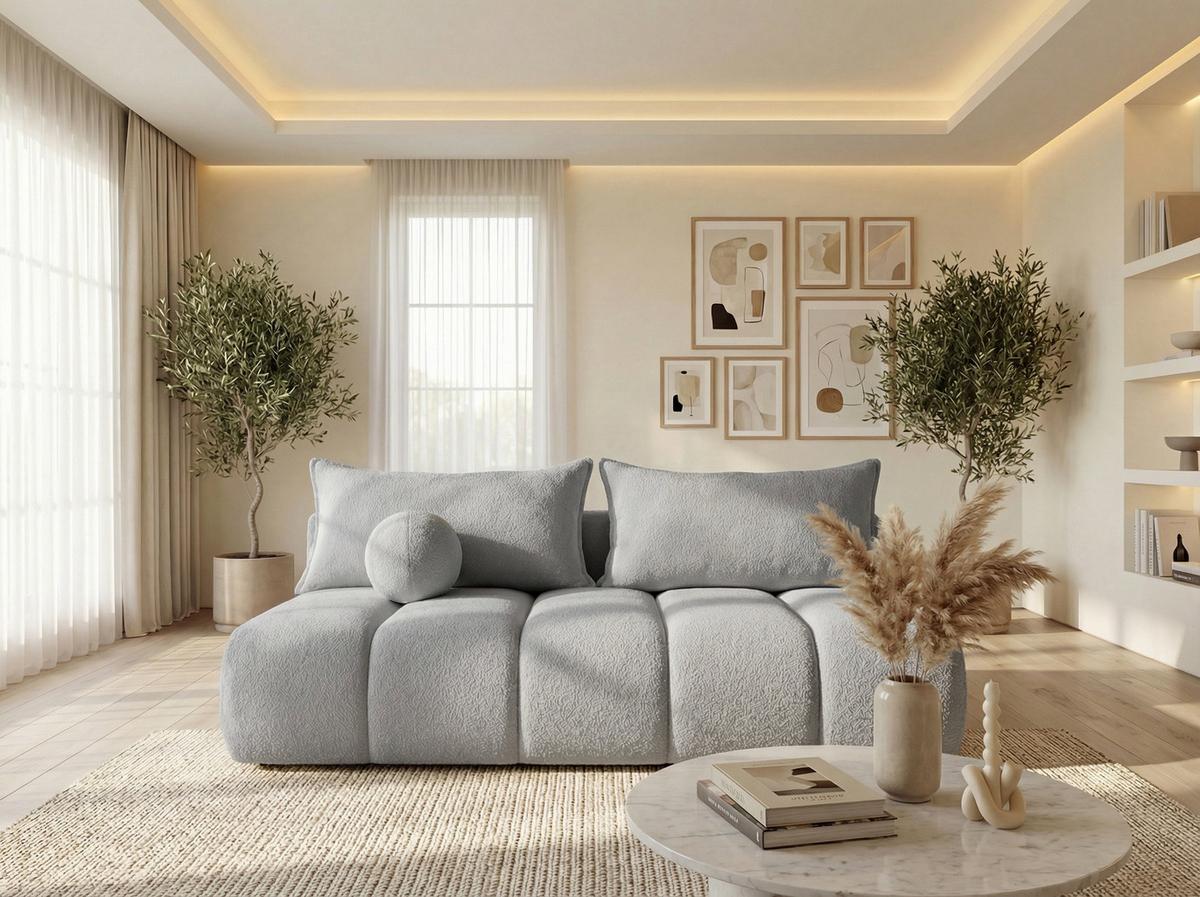 SCHLAFSOFA Milla mit Bettkasten, Hellgrau 205/97/103 cm - Hellgrau, Textil/Metall (205/97/103cm) - WFL GROUP