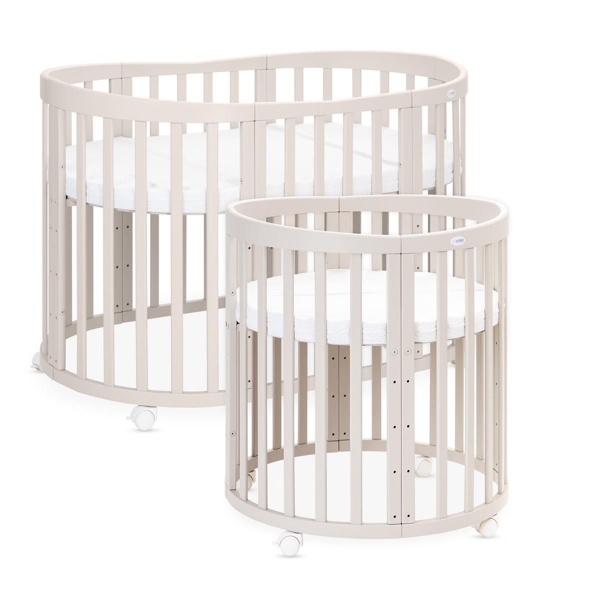 BABYBETT Kaschmir Oval 7in1 mit Matratze - Kaschmir, Holz/Textil (73/124cm) - waldin