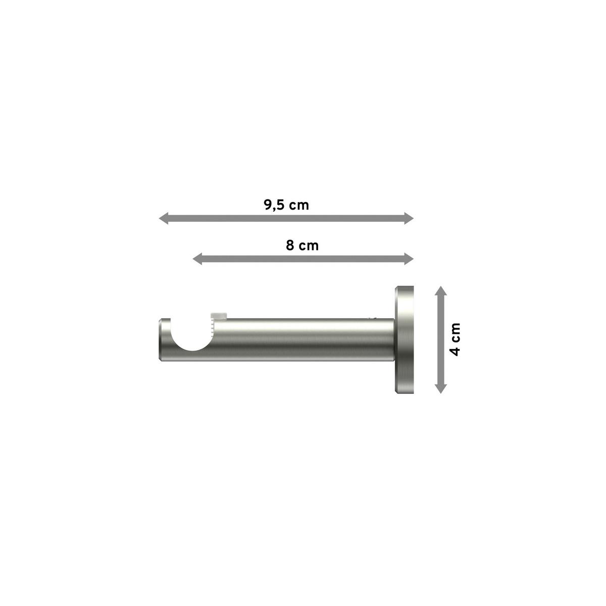 TRÄGER FÜR GARDINENSTANGEN 16 mm Ø, Medium 1-läufig, Edelstahl-Optik - Edelstahlfarben, Metall (9.3/4/4cm) - INTERDECO