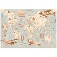 FOTOTAPETE Kinderzimmer Weltkarte Vliestapete Tapete 300x210 - Multicolor, Papier (300/210cm) - Wallarena
