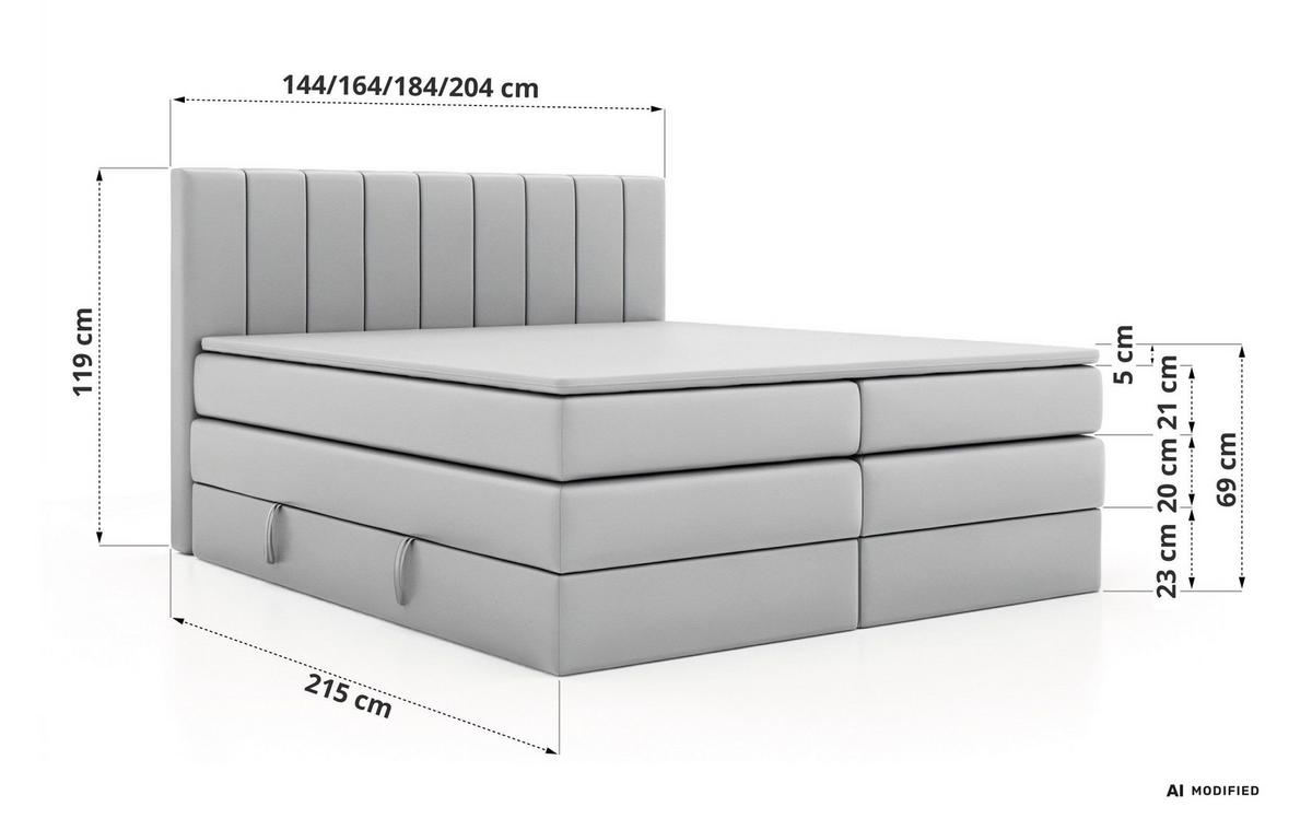 BOXSPRINGBETT ALVER KING 200/200 - Braun Velvet - Topper T25 - H3 - Schwarz/Braun, Kunststoff/Textil (200/200cm) - MKS