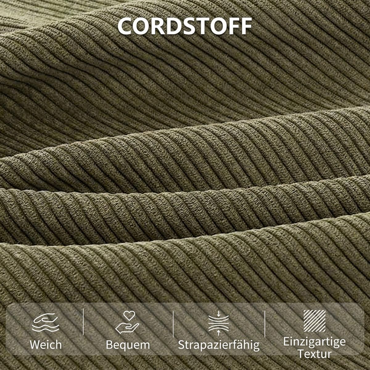 SCHLAFSOFA Cord Dunkelgrün - Dunkelgrün, Kunststoff/Textil (100/84/188cm) - HOMCOM