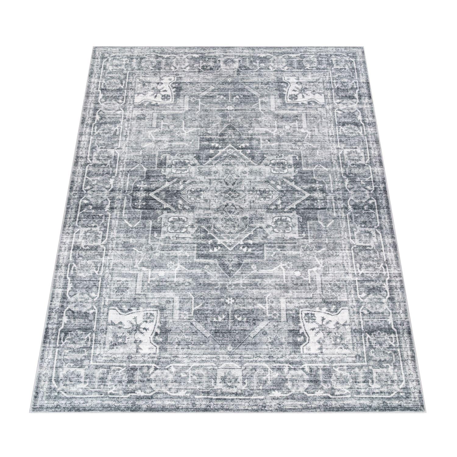 KURZFLORTEPPICH Waschbar, im Vintage-Stil, Grau, 60 x 100 cm - Grau, Textil (60/100cm) - KADIMA DESIGN