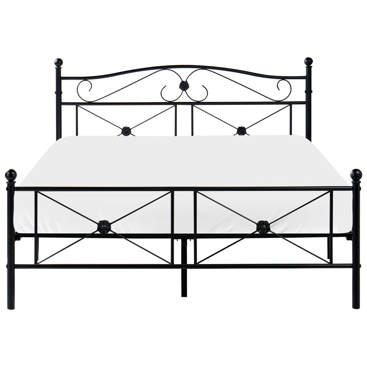 BETT mit Lattenrost 140/200 cm Stahl Schwarz Rodez - Schwarz, Metall (140/200cm) - Beliani