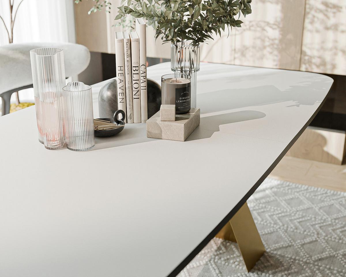 AUSZIEHTISCH ZENITH 180/90/76 cm mit Metallgestell, Gold / Weiß - Goldfarben/Weiß, Holzwerkstoff/Metall (90/180/76cm) - Idohome