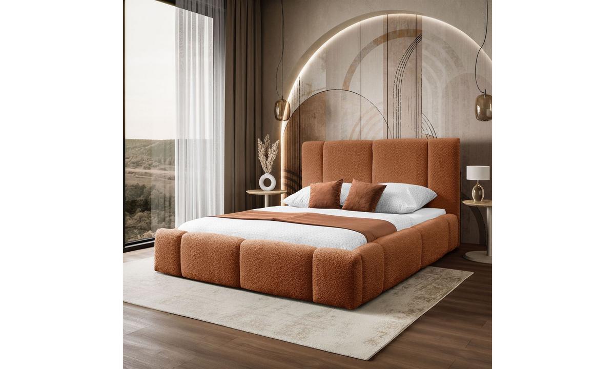 POLSTERBETT ELENA 160x200 cm Kupfer (Anthology 9), 34 Holzlatten, Kopfteil 108 cm - Kupferfarben, Textil (160/200cm) - Lookway