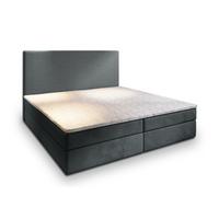 BOXBETT GIARRO 160x200 cm mit Matratze und Topper - Grau - Grau, Holz (160/200cm) - MASSENO