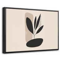 LEINWAND Bilder mit Rahmen - Pflanze - Beige - Japanisch - 60x40 - Schwarz, Textil (60/40cm) - MuchoWow