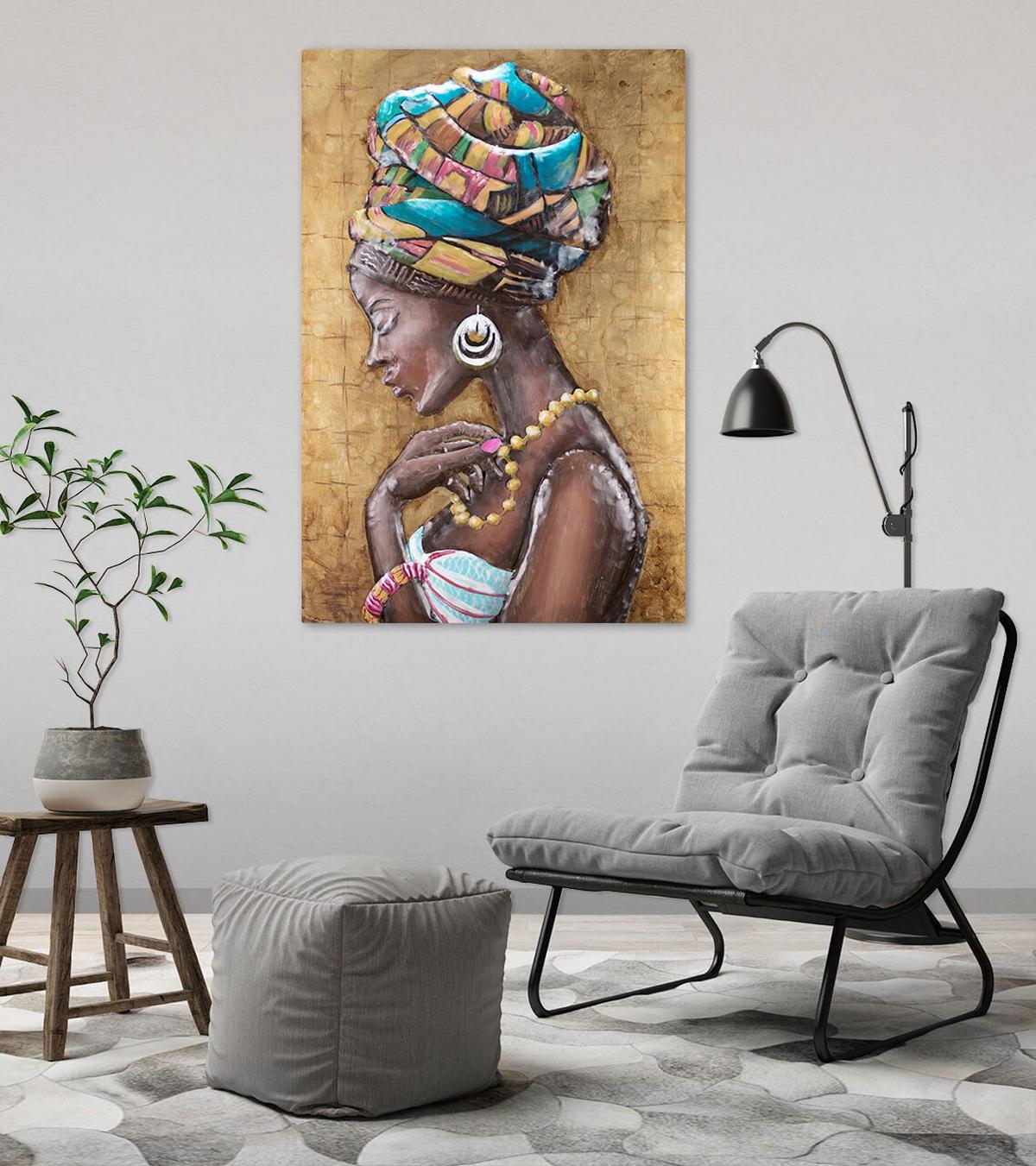 METALLBILD Bunt 60/90 cm - Goldfarben/Multicolor, Metall (4/90cm) - KUNSTLOFT