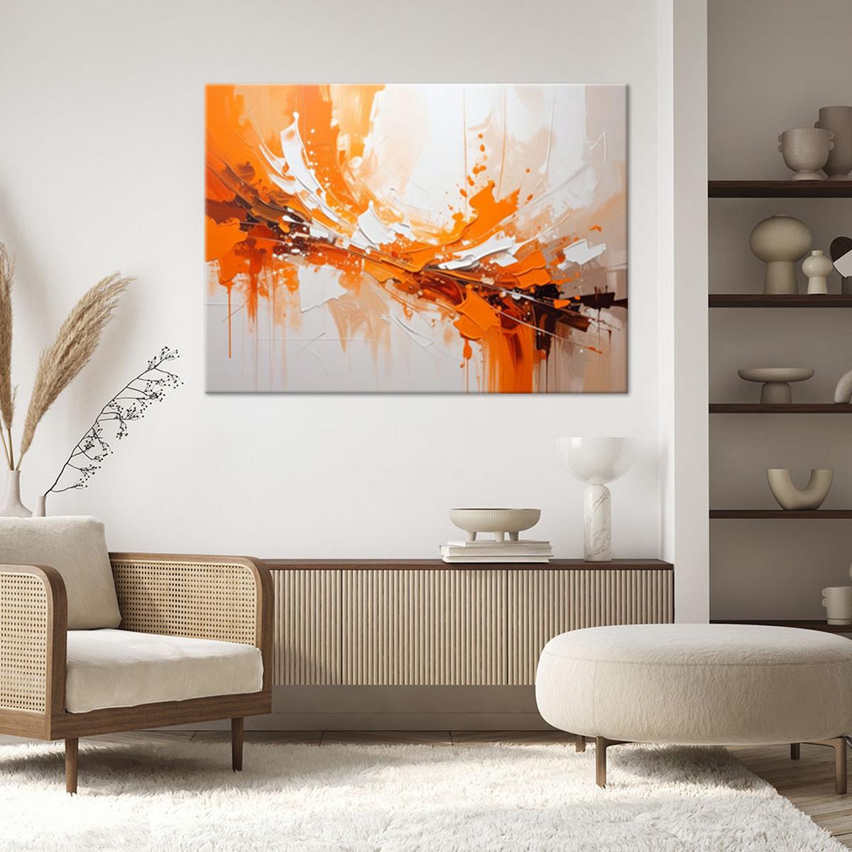 WANDBILD, Dynamische Abstraktion in Orangetönen - Orange, Textil (30/20cm) - Feeby
