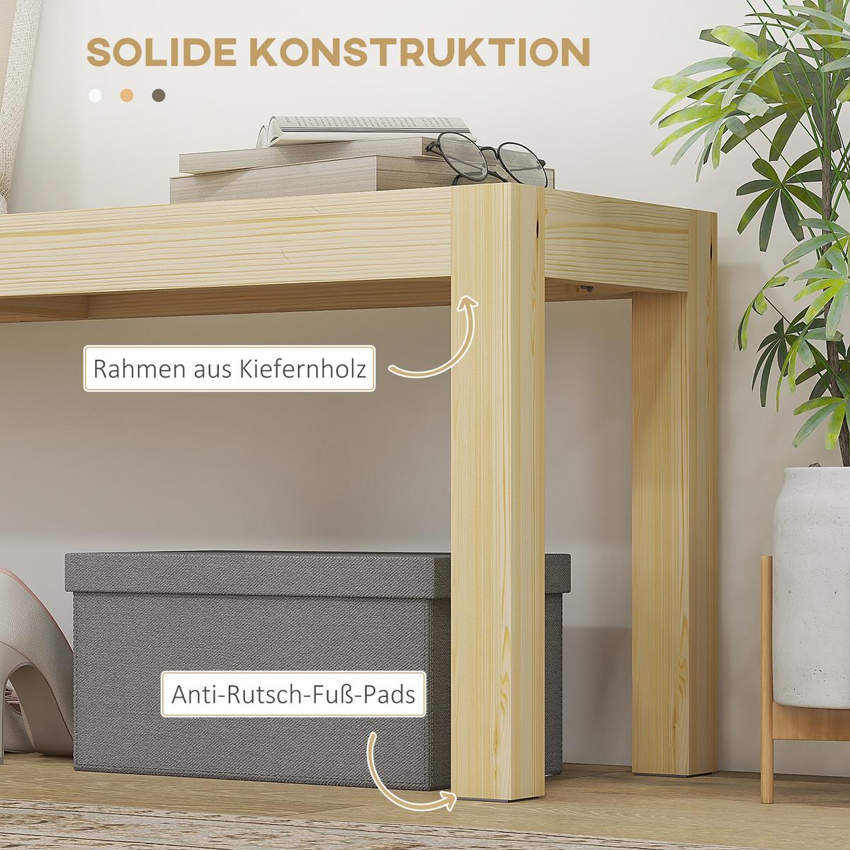 SITZBANK Natur 120 cm - Naturfarben, Holz (120/45/33cm) - HOMCOM