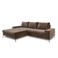 ECKSOFA L Form Artemia Hellbraun Samt 275/192/81 cm – modernes Sofa fürs Wohnzimmer L - Silberfarben/Hellgrau, Textil/Metall (192/275cm) - AX Living