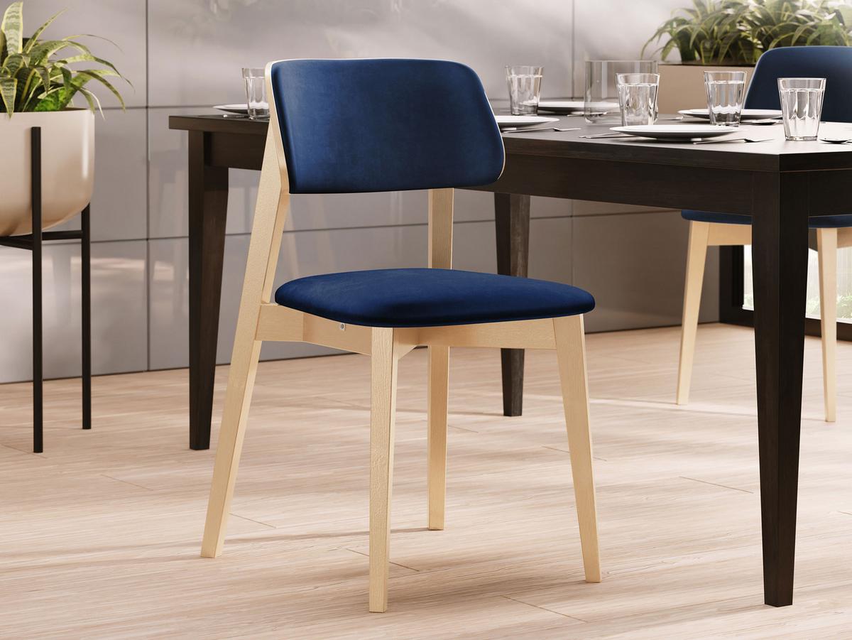WOHNZIMMER STUHL KT63/C, Holzfarbe: Buche - Blau/Buchefarben, Holz/Textil (47/80/49cm) - MIRJAN24