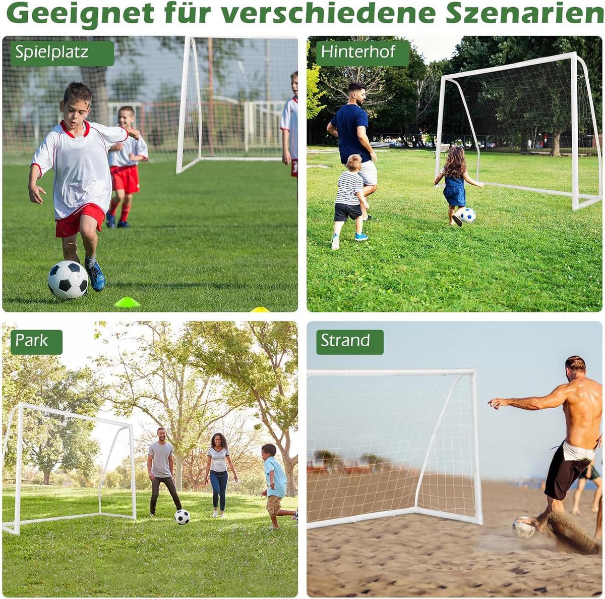 FUBBALLTOR Weiß - Weiß, Kunststoff (245/182/90cm) - COSTWAY