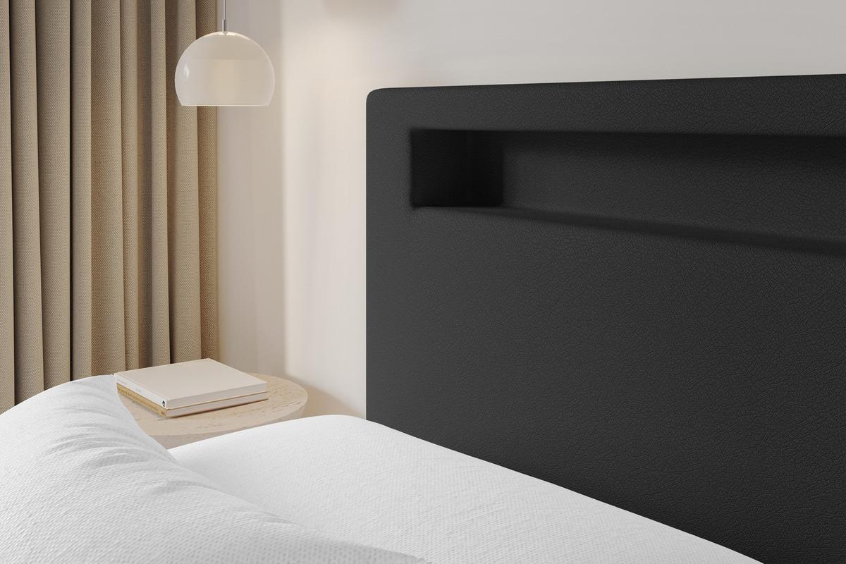 POLSTERBETT mit Bettkasten und Lattenrost, Boxbett ohne Matratze - GOLA 140x200 Schwarz - Schwarz Hochglanz, Holzwerkstoff/Textil (140/200cm) - ALTDECOR