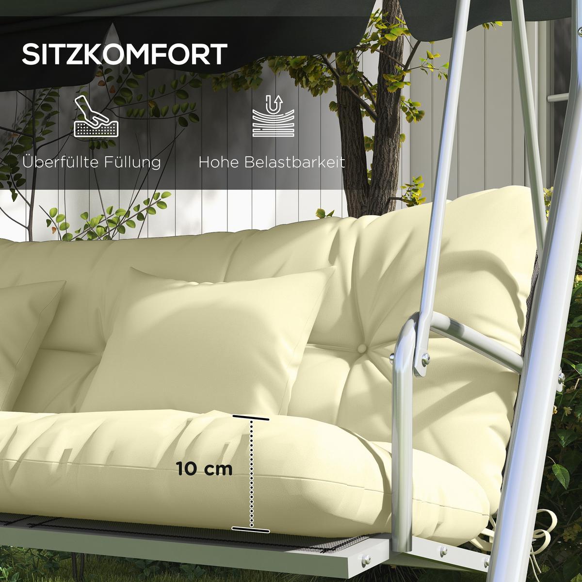 SITZKISSEN 4er Set Polyester PP-Baumwolle Cremeweiß - Creme, Textil (50/12/150cm) - Outsunny