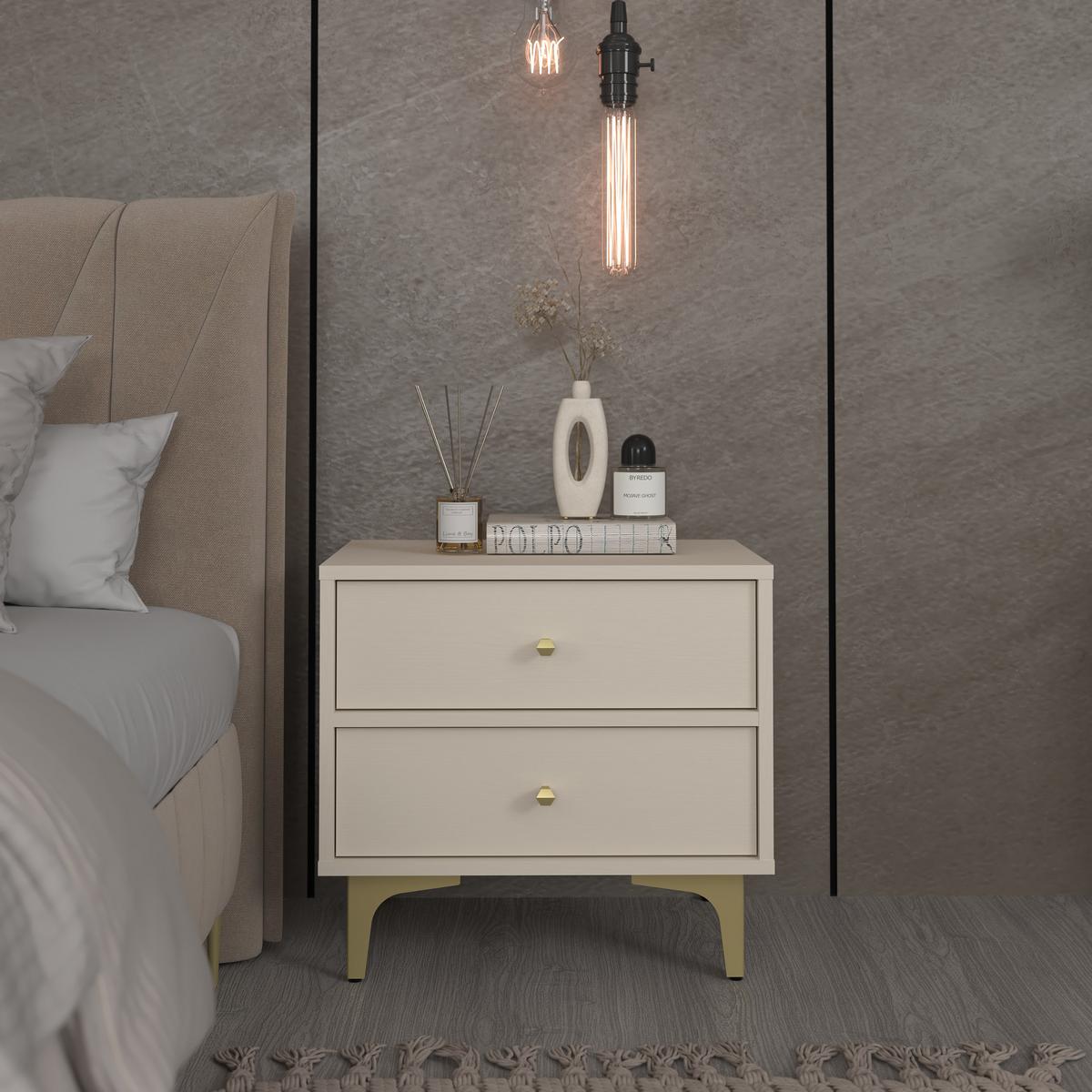 NACHTTISCH TORINO 51,8/48,5/40,8 cm Beige - Beige, Holzwerkstoff (51.8/48.5/40.8cm) - MASSENO