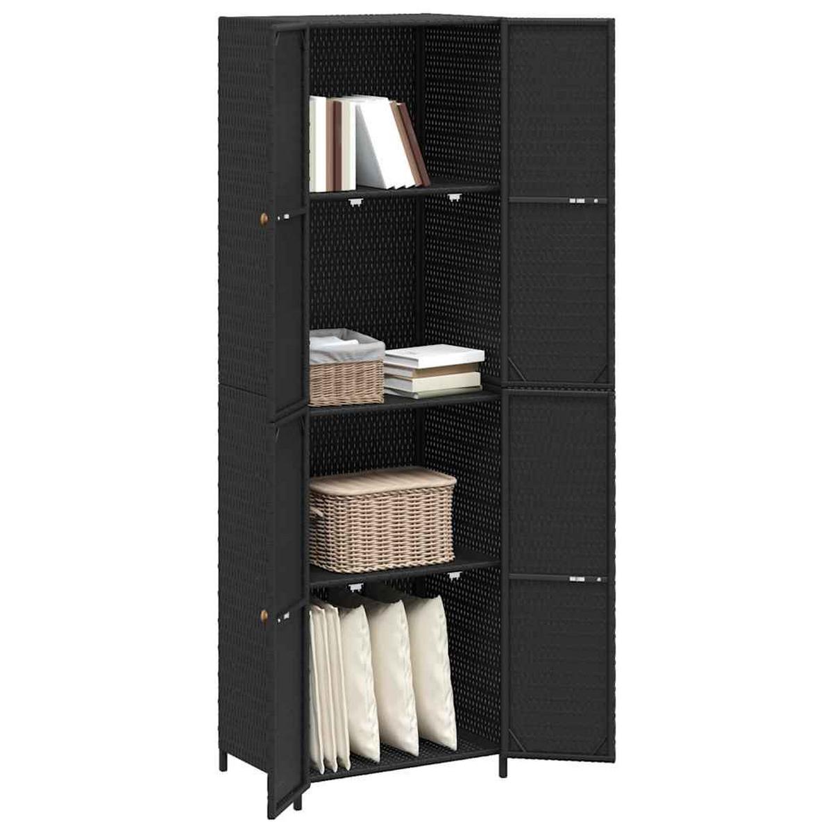 GARTENSCHRANK Howard 59/40/180 cm - Schwarz, Holzwerkstoff (59/180/40cm) - Nettlife