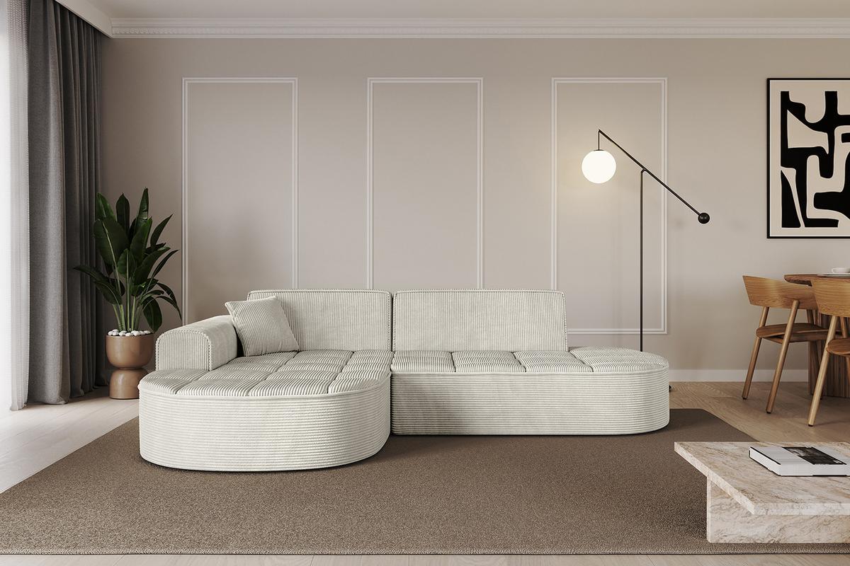 ECKSOFA Ottomane Links TARO-L1 - 243x171x79,5 cm Creme - Hellgrau/Creme, Holzwerkstoff/Textil (243/171cm) - ALTDECOR