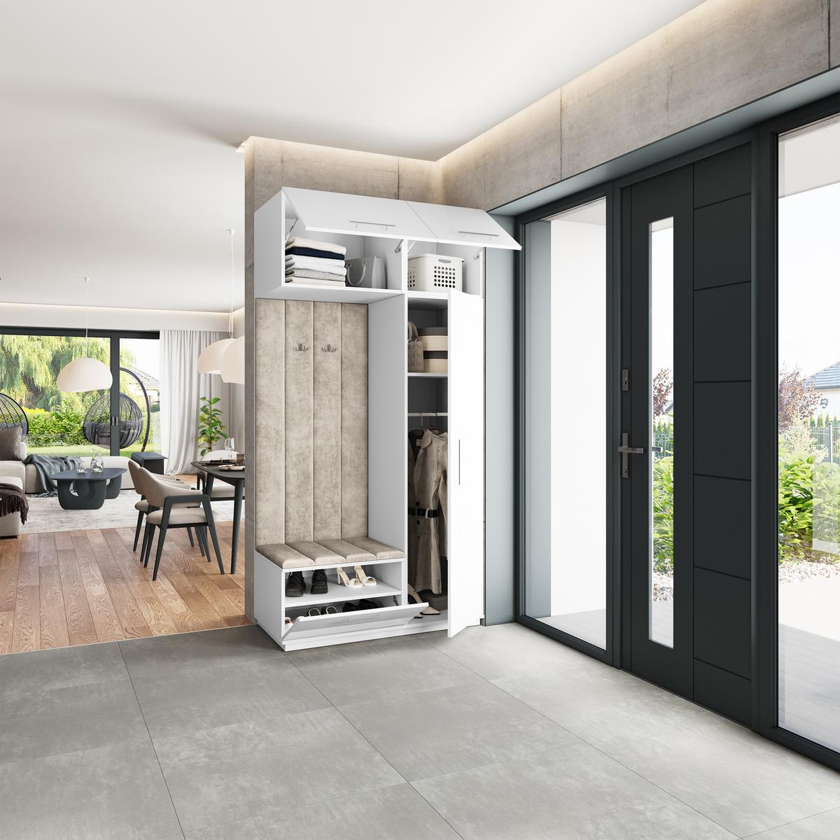GARDEROBENSCHRANK REMA 120/240/60 cm Modern Weiß - Beige/Weiß, Holzwerkstoff (120/240/60cm) - MASSENO