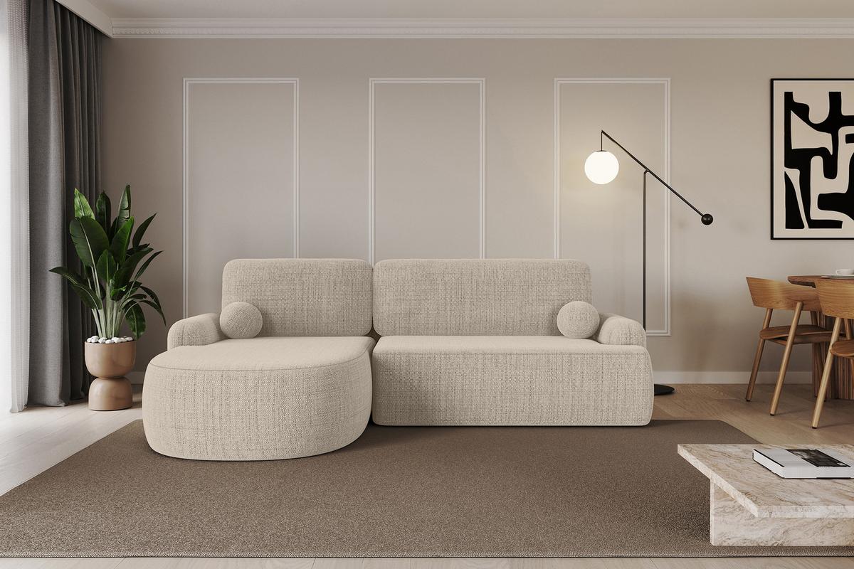 ECKSOFA mit Schlaffunktion und Bettkasten LIRA-L - 264x172x89 Beige - Beige, Holzwerkstoff/Textil (264/172cm) - ALTDECOR