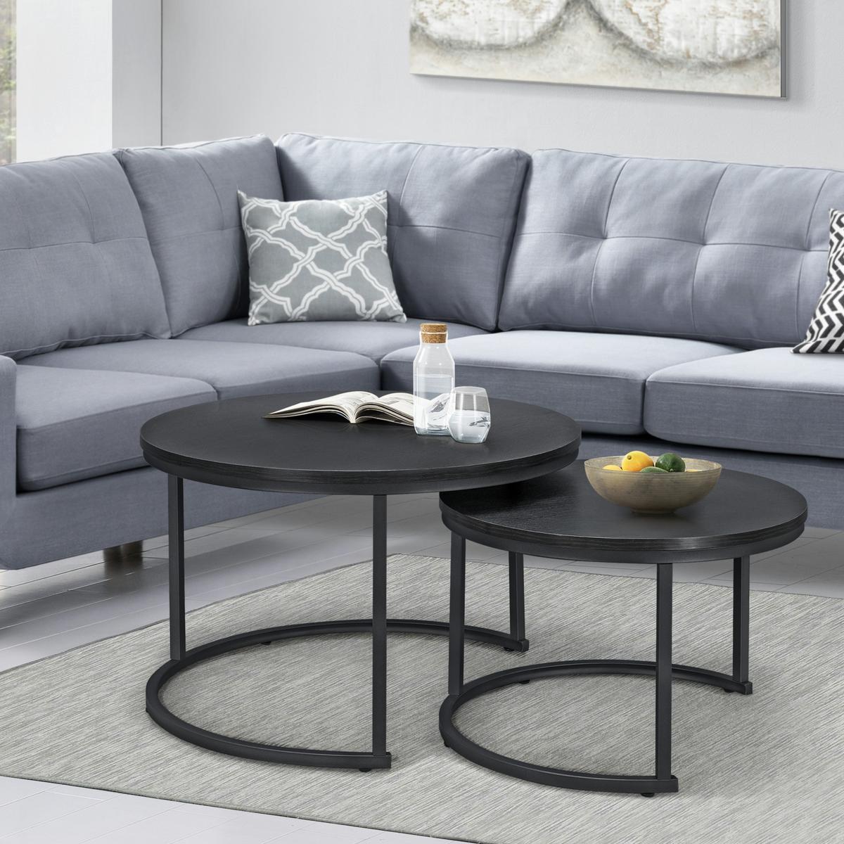 COUCHTISCH Christchurch im 2er Set - Schwarz, Holzwerkstoff (74/74/47cm) - [en.casa]
