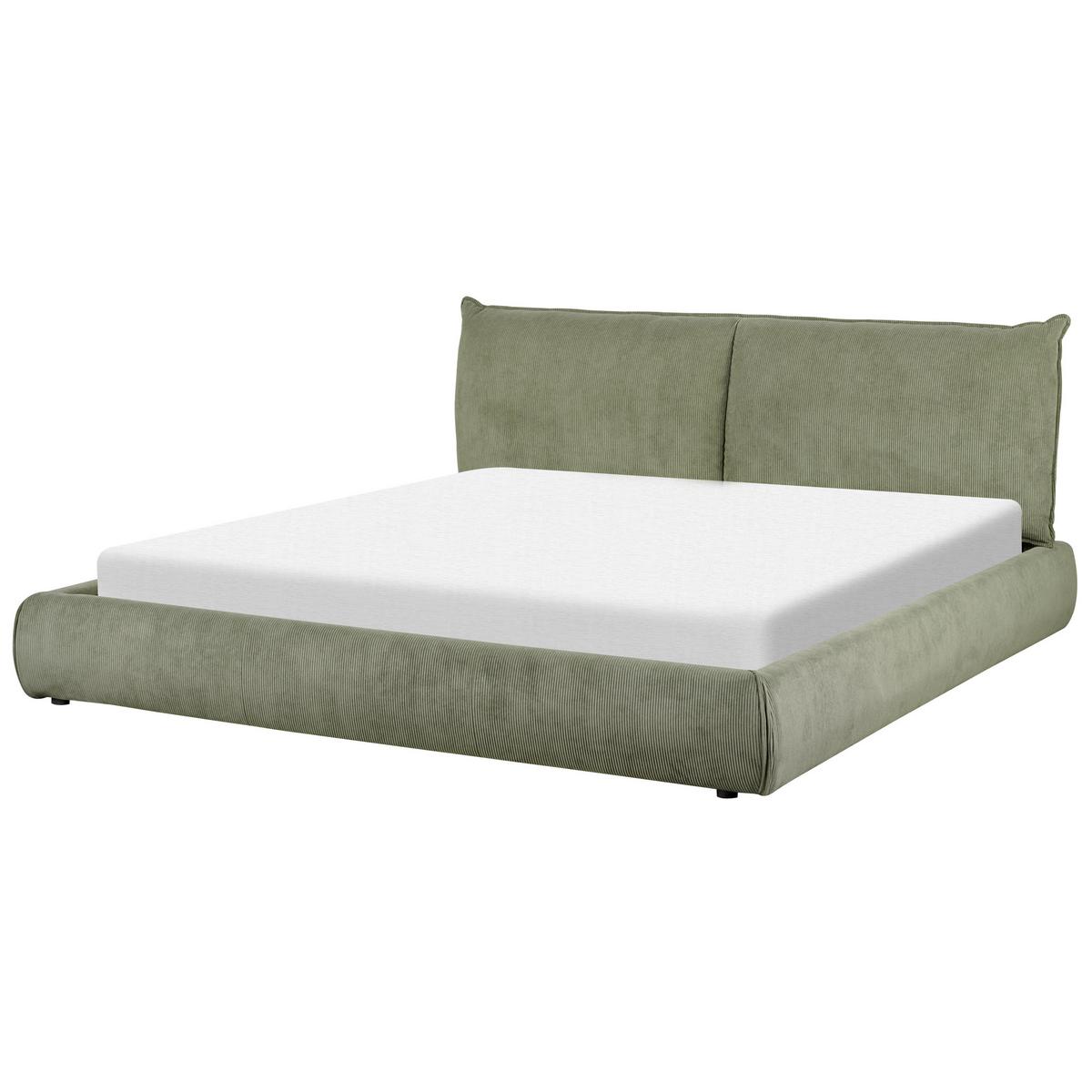 BETT mit Lattenrost Cord 180/200 cm Olivgrün Vinay - Grün, Textil (180/200cm) - Beliani