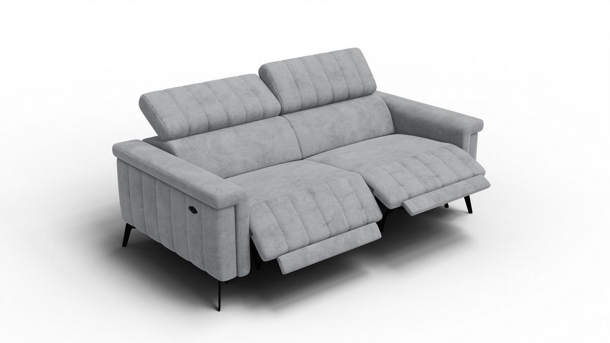 RELAXSOFA NORDEL 3-Sitzer, grau - Schwarz/Grau, Holz/Textil (194/80/105cm) - Wozimo