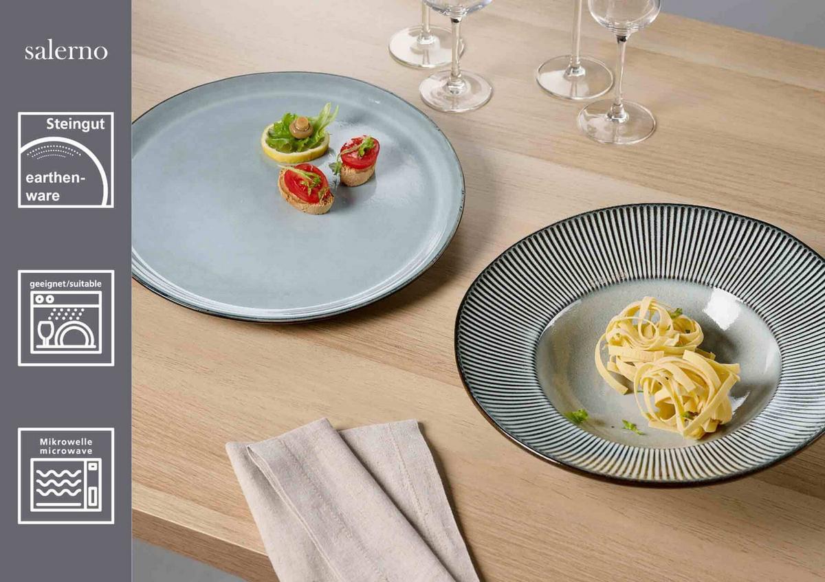 PIZZA & PASTA SET Salerno grau 8-tlg. - Grau, Keramik (2/2/2cm) - Ritzenhoff Breker