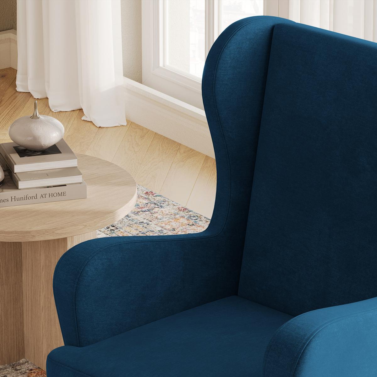 SESSEL VOGERA, Ohrensessel Polstersessel, Blau - Blau, Holz/Holzwerkstoff (78/103/85cm) - MASSENO