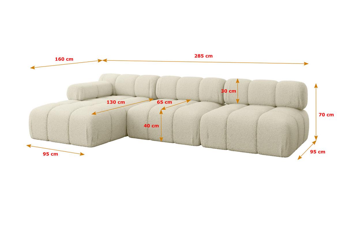 ECKSOFA modulares Sofa Razon-L2 - 285x160x70 cm Beige Bouclé - Beige, Holzwerkstoff/Textil (285/160cm) - ALTDECOR