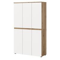 MEHRZWECKSCHRANK Weiß und Evoke Eiche 105 x 175 cm, Stauraumschrank 6-türig mit 18 Fächern - Eichefarben/Schwarz, Holzwerkstoff/Kunststoff (105/175/37cm) - Inn.Furn