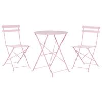 BALKONSET 2-Sitzer pastellrosa zusammenklappbar Fiori - Pink, Metall - Beliani