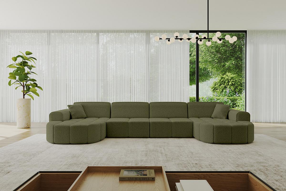 WOHNLANDSCHAFT LIVO-U2 - 400x173x79,5 cm Grün - Grün, Holzwerkstoff/Textil (400/79/173cm) - ALTDECOR
