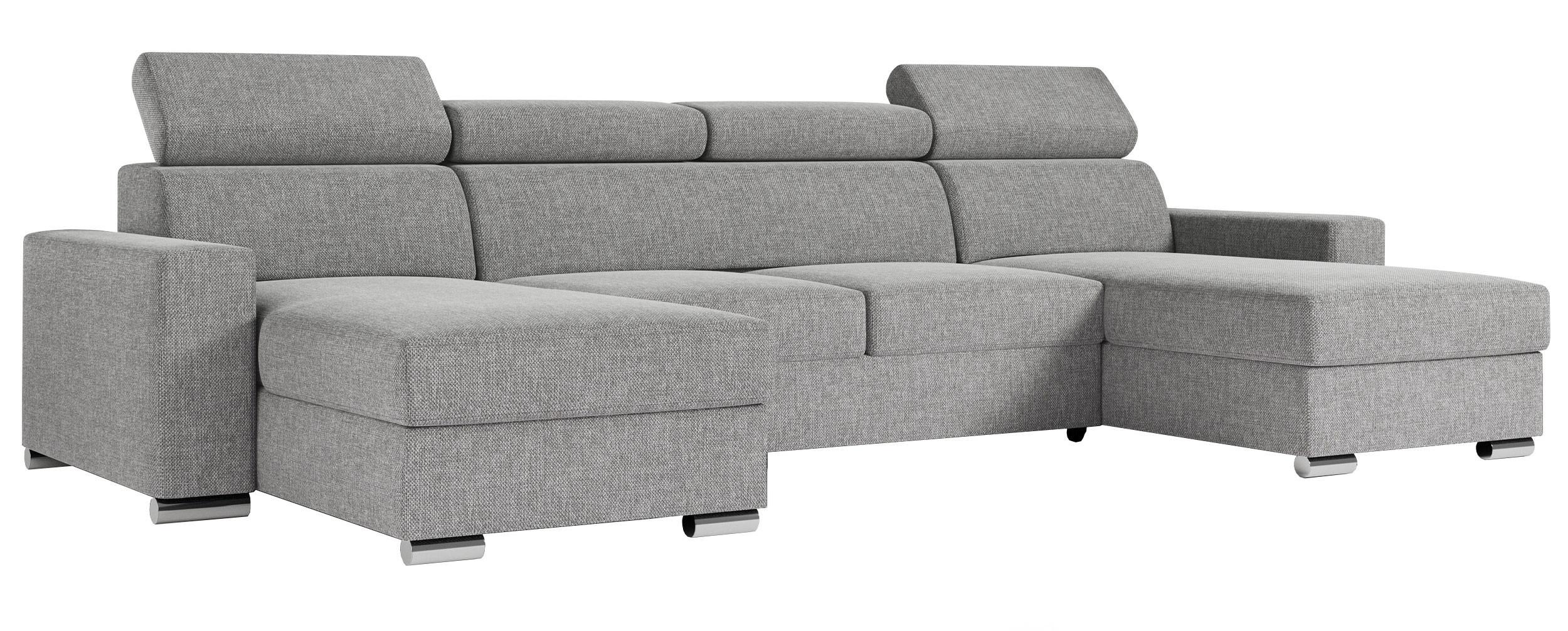 WOHNLANDSCHAFT FOX U Hellgrau - Velvet - Silberfarben/Hellgrau, Kunststoff/Textil (306/98/168cm) - MKS