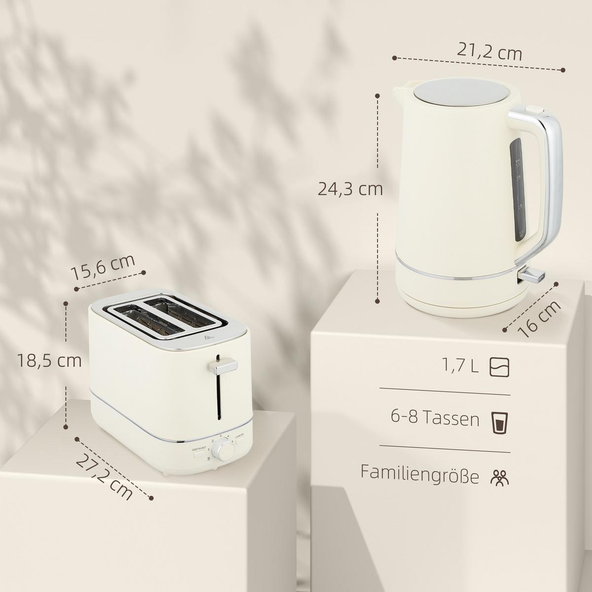 KOCHER-TOASTER-SET 2er Set Stahl Kunststoff Beige - Beige, Kunststoff (16/24.3/21.2cm) - HOMCOM
