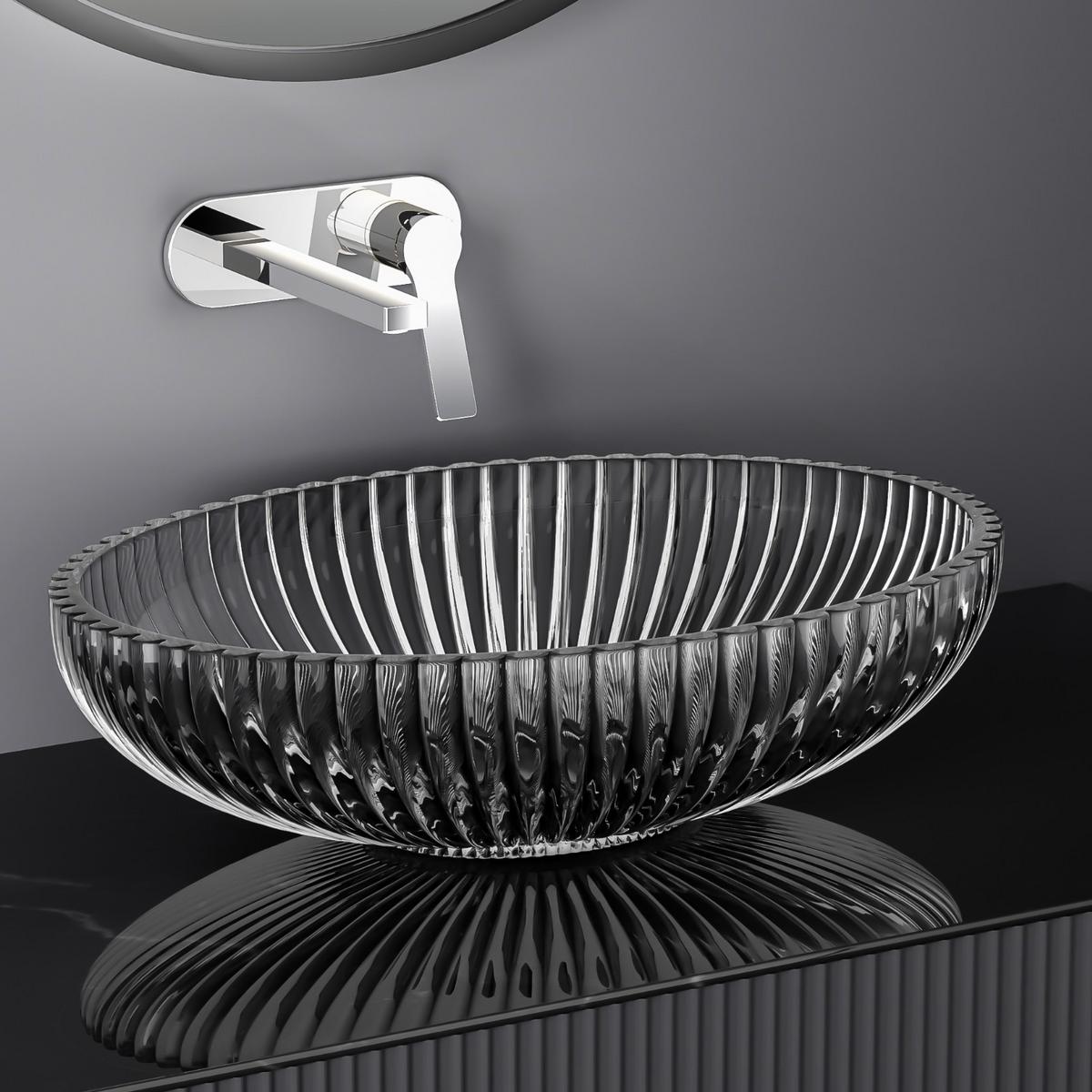 WASCHBECKEN Oval Glas Schwarz 51 / 35 / 15 cm - Schwarz, Glas (51/15/35cm) - EMKE