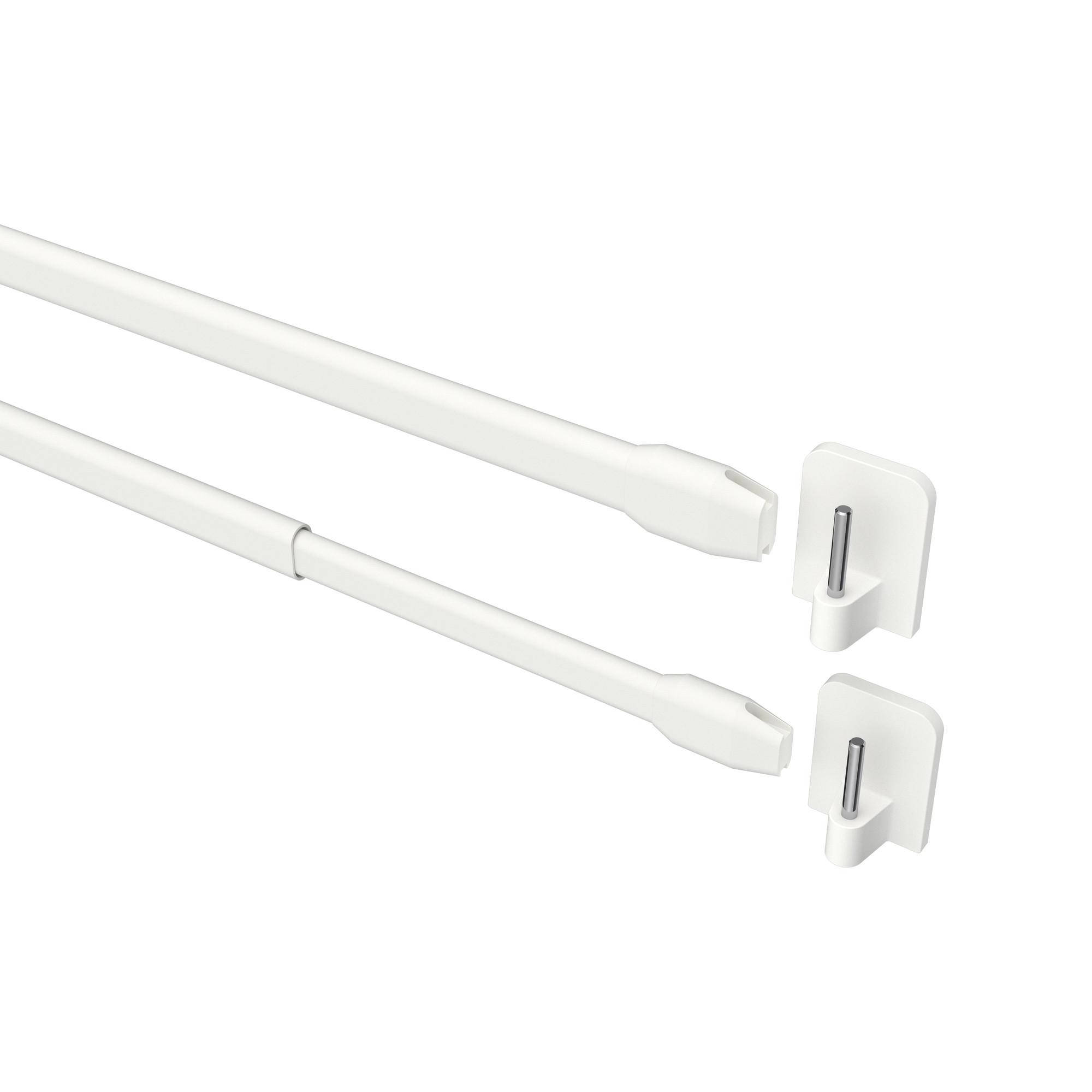 SCHEIBENSTANGEN / VITRAGESTANGEN MIT KLEBEHAKEN Geno 40-60 cm, oval, Weiß, Packung 2 Stück - Weiß, Kunststoff/Metall (1.2/2.4/60cm) - INTERDECO