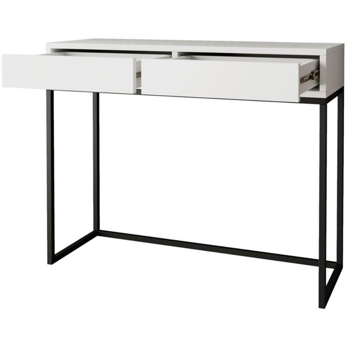 KONSOLENTISCH Lango 100/85/35 weiß mit schwarzen Matellbeinen - Schwarz/Weiß, Holzwerkstoff/Metall (35/100/85cm) - Beautysofa
