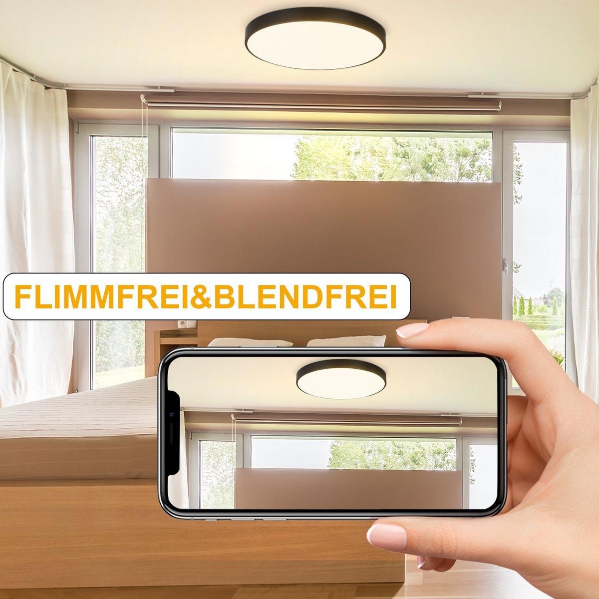 LED-DECKENLEUCHTE Albertyne 28/28/3 cm - Schwarz, Kunststoff (28/28/3cm) - Nettlife
