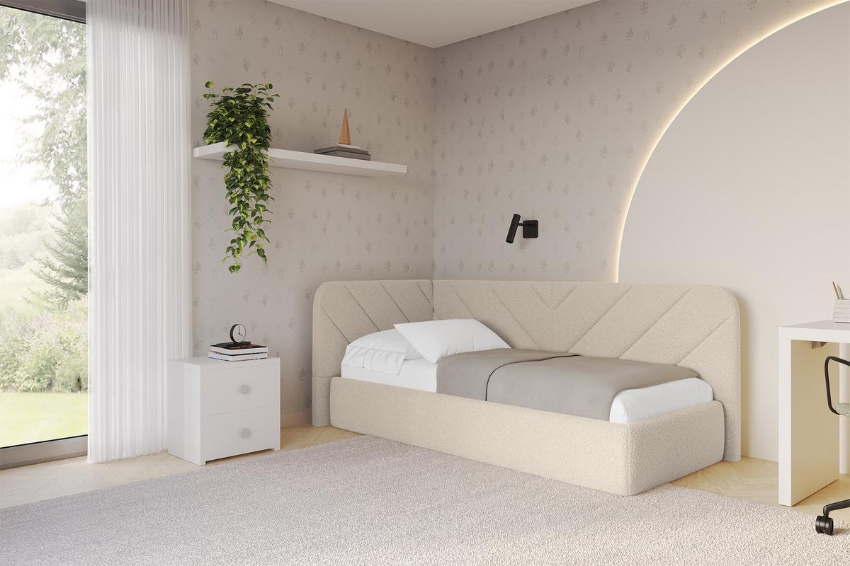 EINZELLBETT Jugendbett mit Bettkasten und Matratze H3/H4, Rechts - FIKY 90x200 Dunkelbeige - Taupe, Holzwerkstoff/Textil (90/200cm) - ALTDECOR
