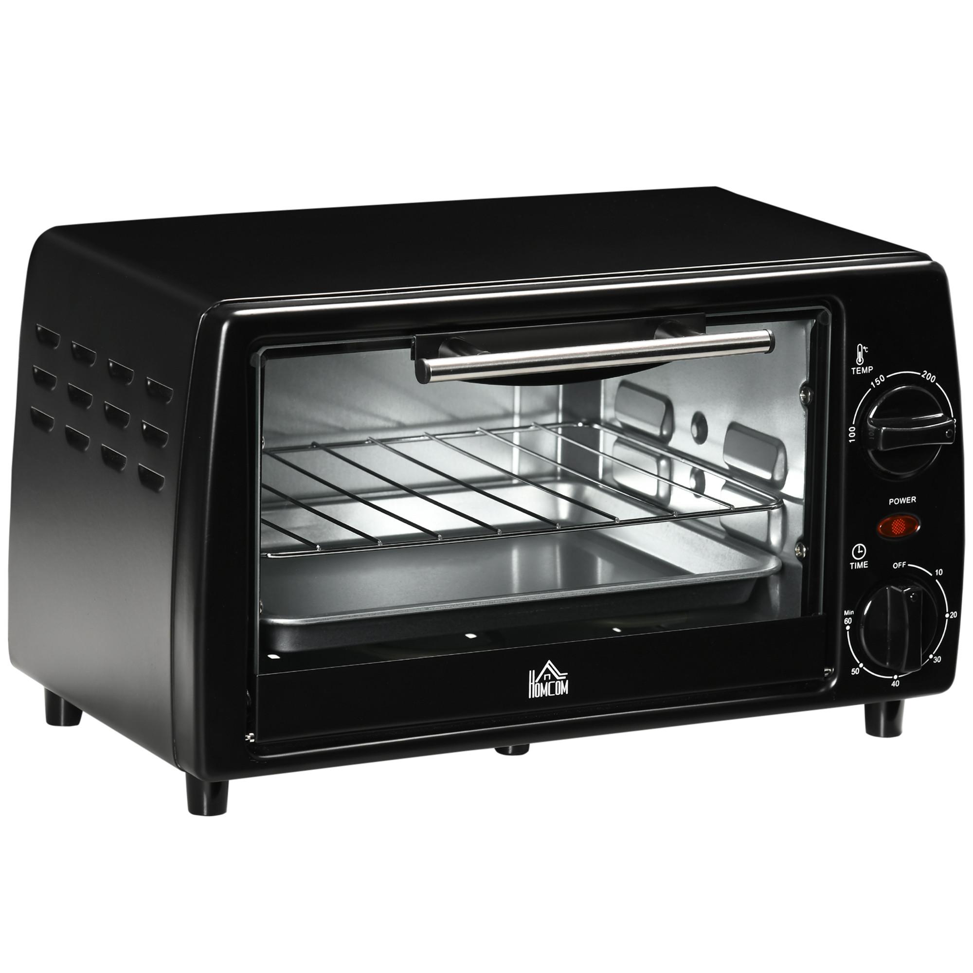 MINIBACKOFEN Metall Gehärtetes Glas Schwarz - Schwarz, Metall (36.5/26/22cm) - HOMCOM
