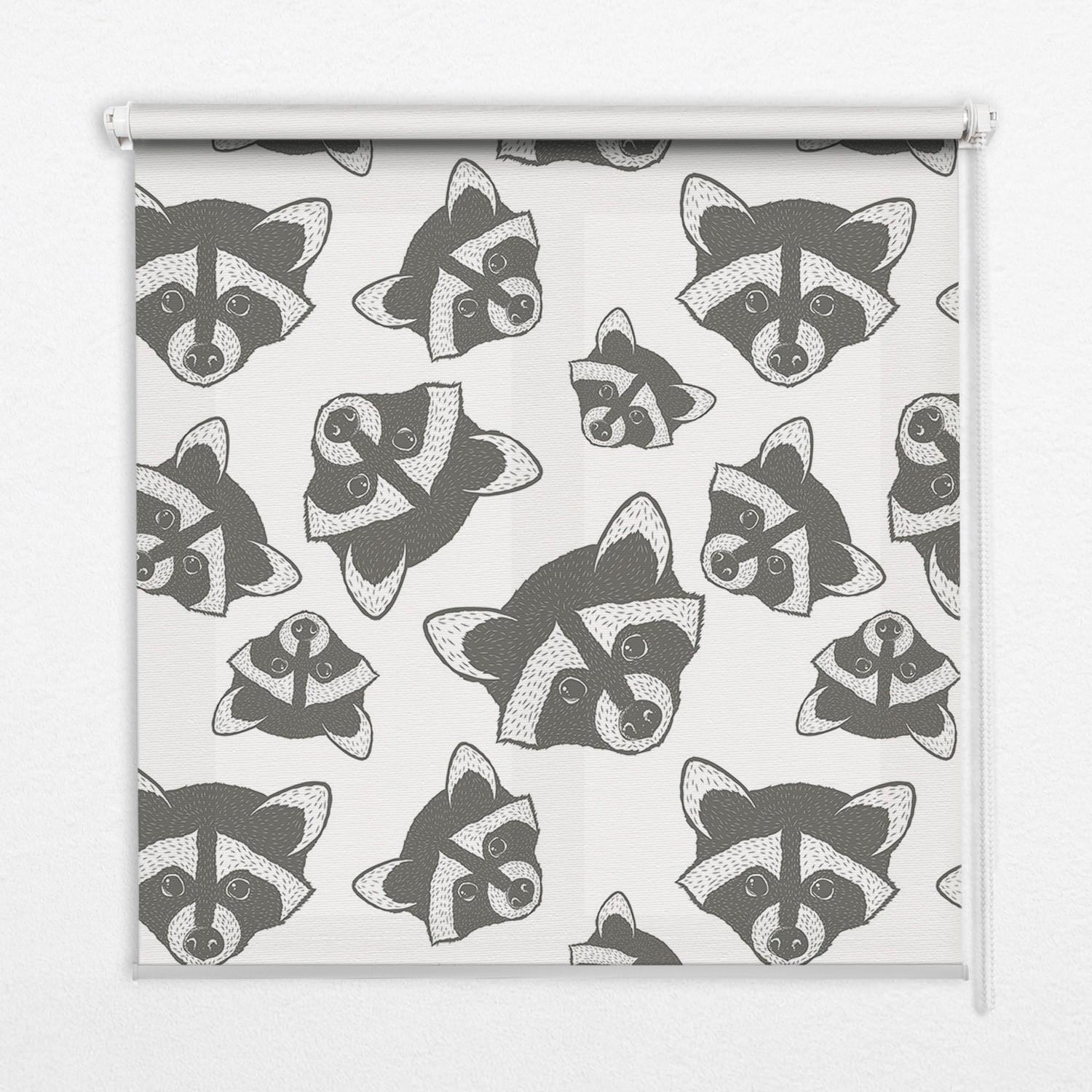 INNENROLLO - Fensterrollo - Rollo - 150x140 cm - Gezeichnete Waschbären - Schwarz, Kunststoff (150/140/0.5cm) - TULUP