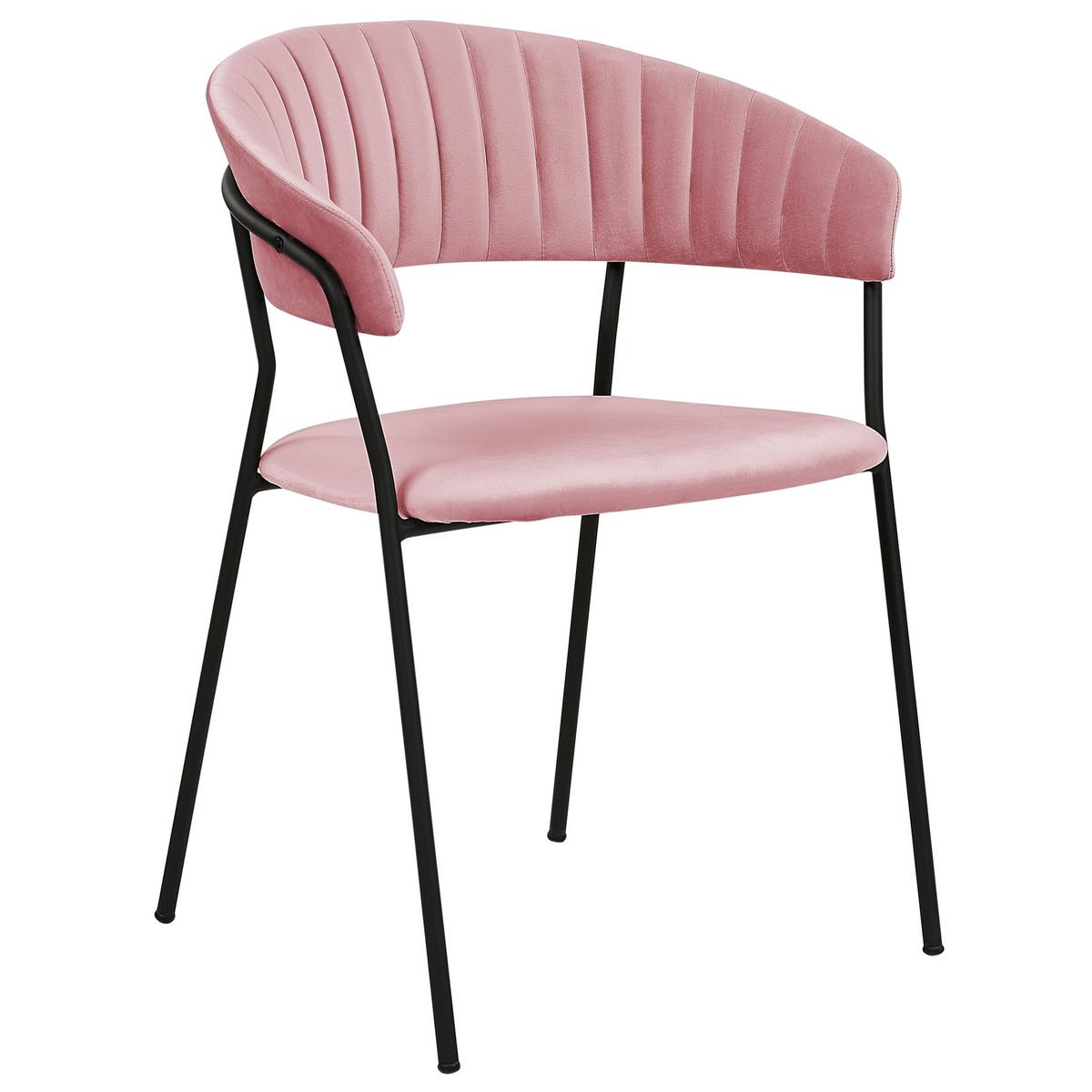 ESSZIMMERSTUHL 2er-Set Samtstoff Rosa Mariposa - Pink, Textil/Metall (55/78/55cm) - Beliani