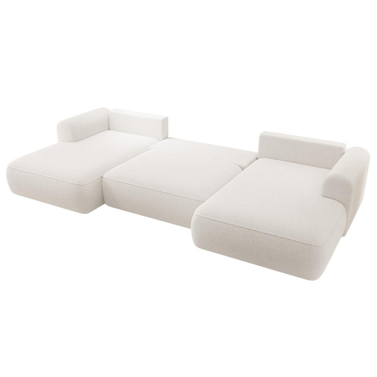 ECKSOFA Ovo Creme Bouclé - Creme/Schwarz, Kunststoff/Textil (380/95/167cm) - Selsey