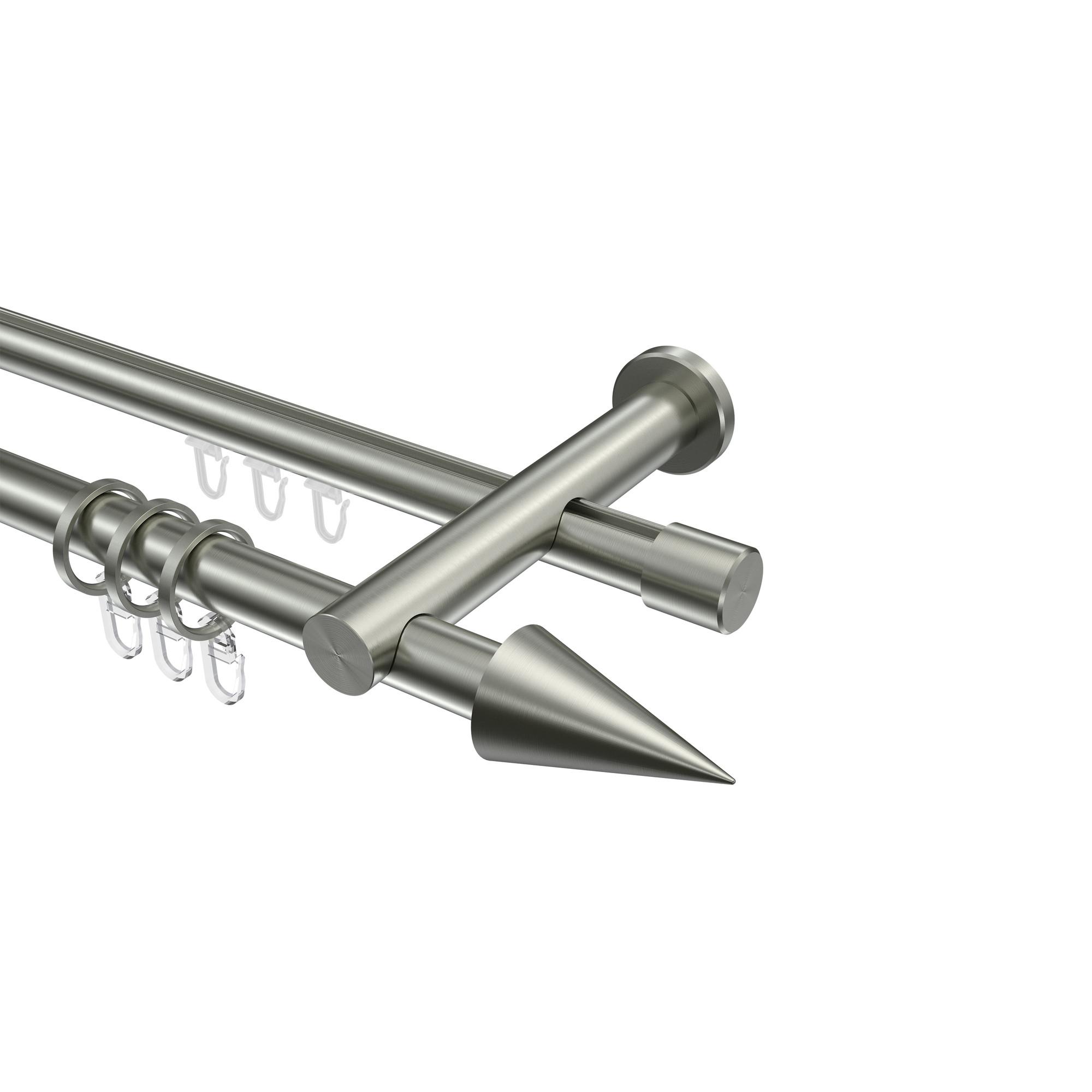 GARDINENSTANGE RUNDROHR-INNENLAUF Platon Savio 520 cm (geteilt in 4 x 130 cm), 2-läufig, 20 mm Ø Edelstahl-Optik - Edelstahlfarben, Metall (520cm) - INTERDECO