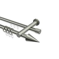 GARDINENSTANGE RUNDROHR-INNENLAUF Platon Savio 520 cm (geteilt in 4 x 130 cm), 2-läufig, 20 mm Ø Edelstahl-Optik - Edelstahlfarben, Metall (520cm) - INTERDECO