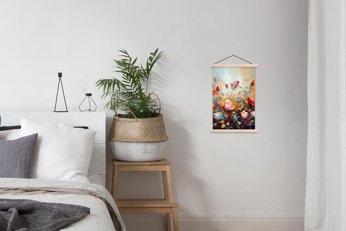 POSTER MIT MAGNETLEISTEN Blumen - Kunst - Natur - Ölgemälde Deko Wohnzimmer 40x60 cm - Multicolor, Textil (40/60/0.15cm) - MuchoWow